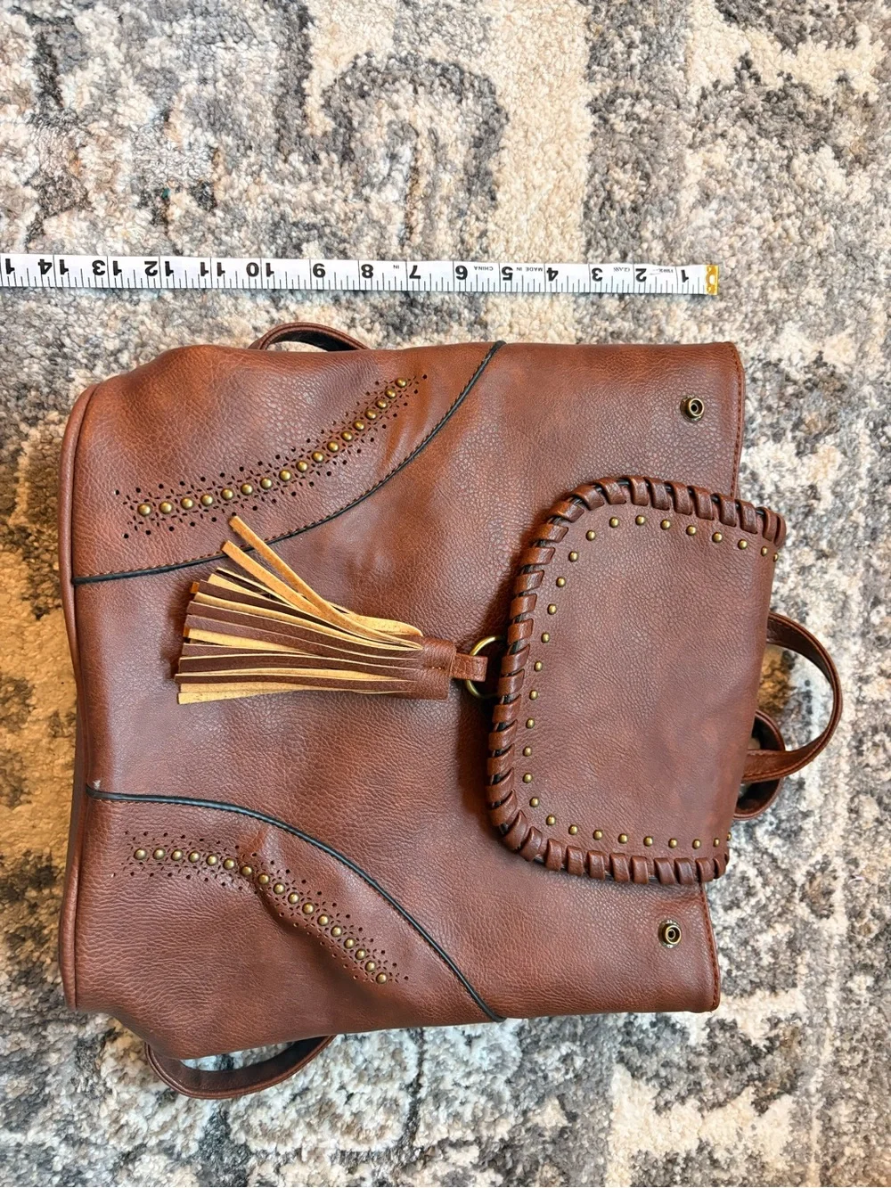 Brown Leather Tassel Backpack - Women Bags